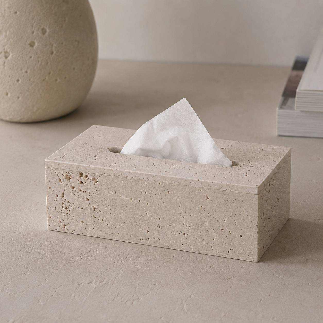 جای دستمال کاغذی مستطیل سنگی
